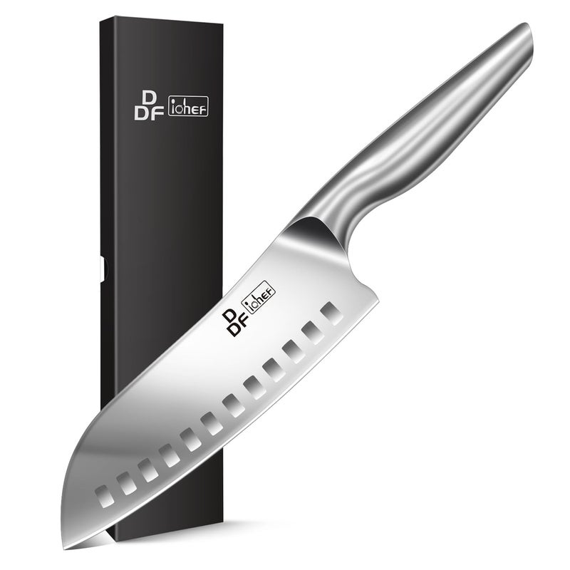 DDF iohEF Kitchen Knife, Chef's Knife In Japanese Stainless Steel Professional Santoku Cooking Knife, 7 Inch Non-slip Ultra Sharp Knife with Ergonomic Handle - Image 1